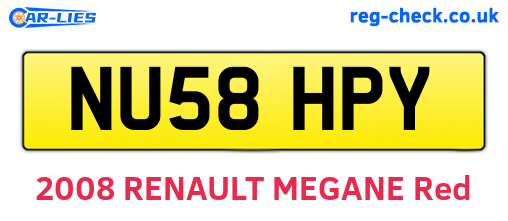NU58HPY are the vehicle registration plates.