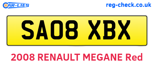 SA08XBX are the vehicle registration plates.