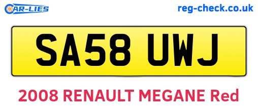 SA58UWJ are the vehicle registration plates.