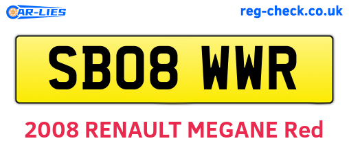 SB08WWR are the vehicle registration plates.