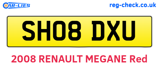 SH08DXU are the vehicle registration plates.
