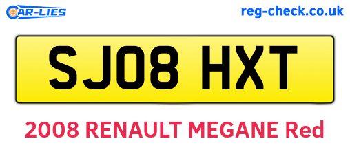 SJ08HXT are the vehicle registration plates.