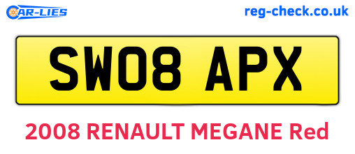 SW08APX are the vehicle registration plates.