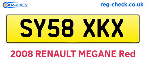 SY58XKX are the vehicle registration plates.