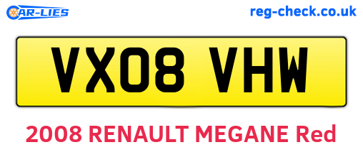 VX08VHW are the vehicle registration plates.