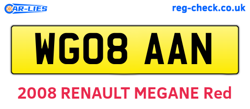 WG08AAN are the vehicle registration plates.