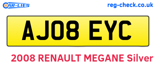 AJ08EYC are the vehicle registration plates.
