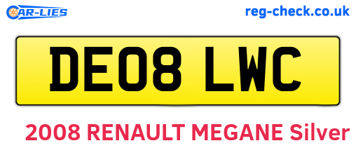 DE08LWC are the vehicle registration plates.