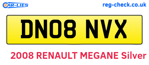 DN08NVX are the vehicle registration plates.