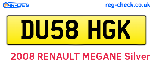 DU58HGK are the vehicle registration plates.