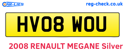 HV08WOU are the vehicle registration plates.