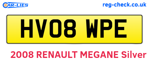 HV08WPE are the vehicle registration plates.