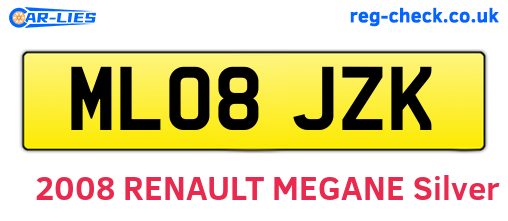 ML08JZK are the vehicle registration plates.