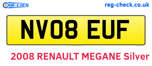 NV08EUF are the vehicle registration plates.