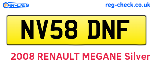NV58DNF are the vehicle registration plates.