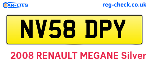 NV58DPY are the vehicle registration plates.