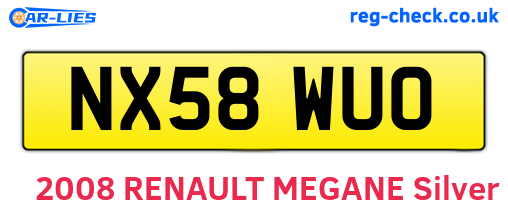 NX58WUO are the vehicle registration plates.