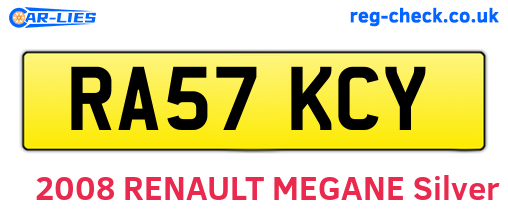 RA57KCY are the vehicle registration plates.