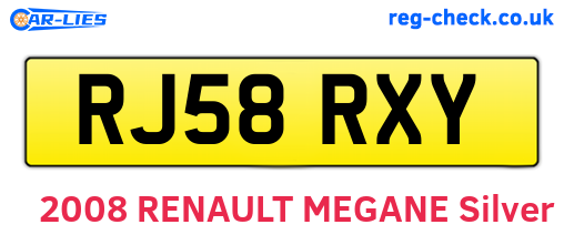 RJ58RXY are the vehicle registration plates.