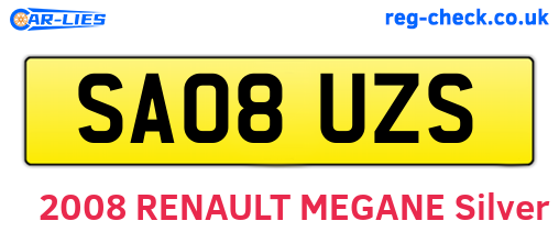 SA08UZS are the vehicle registration plates.