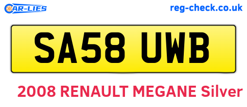 SA58UWB are the vehicle registration plates.