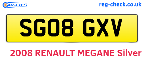 SG08GXV are the vehicle registration plates.
