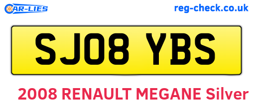 SJ08YBS are the vehicle registration plates.