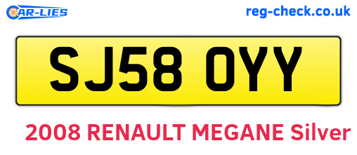 SJ58OYY are the vehicle registration plates.