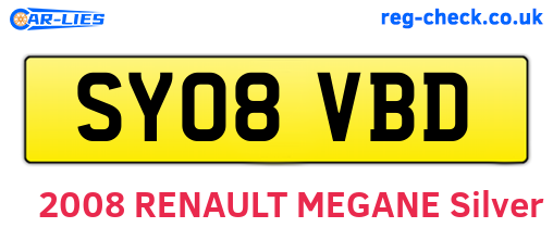 SY08VBD are the vehicle registration plates.