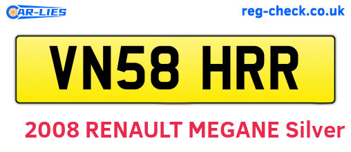 VN58HRR are the vehicle registration plates.