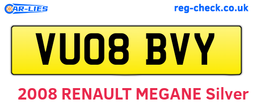 VU08BVY are the vehicle registration plates.