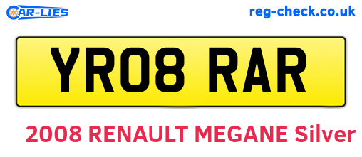 YR08RAR are the vehicle registration plates.