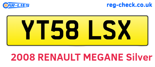 YT58LSX are the vehicle registration plates.