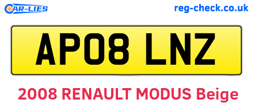 AP08LNZ are the vehicle registration plates.