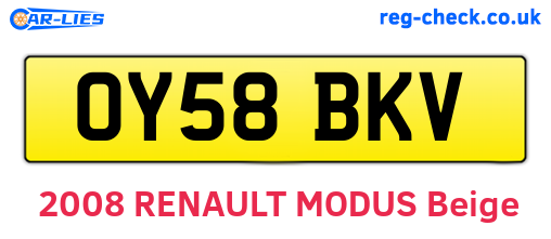 OY58BKV are the vehicle registration plates.