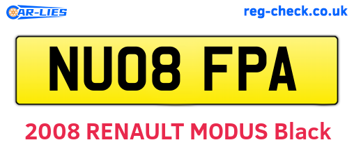 NU08FPA are the vehicle registration plates.