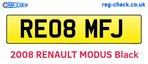 RE08MFJ are the vehicle registration plates.