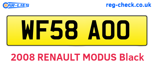WF58AOO are the vehicle registration plates.