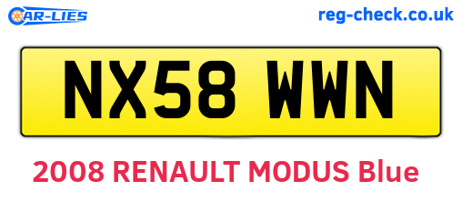 NX58WWN are the vehicle registration plates.