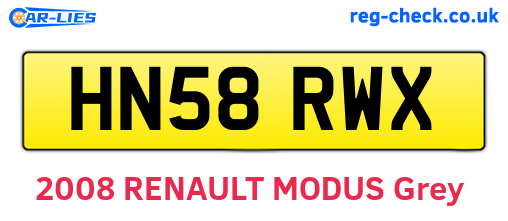 HN58RWX are the vehicle registration plates.