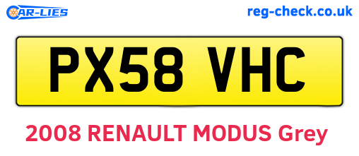 PX58VHC are the vehicle registration plates.