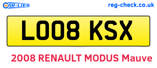LO08KSX are the vehicle registration plates.