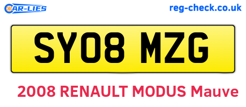SY08MZG are the vehicle registration plates.