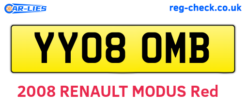 YY08OMB are the vehicle registration plates.