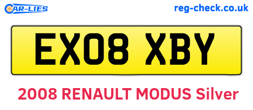 EX08XBY are the vehicle registration plates.