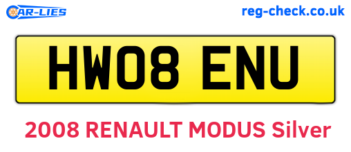 HW08ENU are the vehicle registration plates.