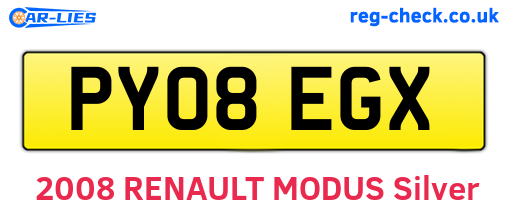 PY08EGX are the vehicle registration plates.