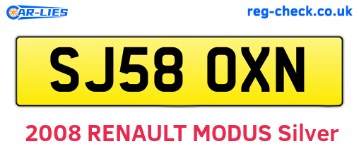 SJ58OXN are the vehicle registration plates.