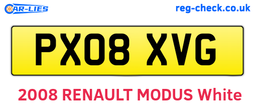 PX08XVG are the vehicle registration plates.