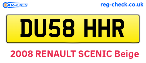 DU58HHR are the vehicle registration plates.